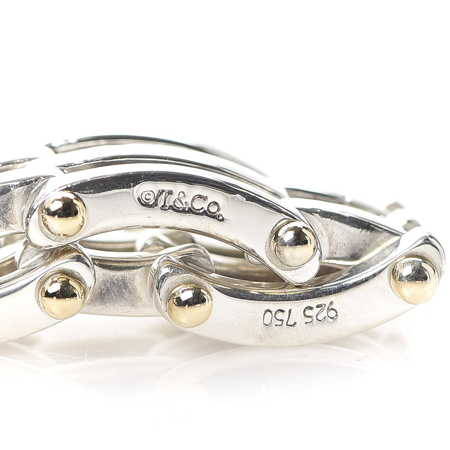 Sterling Silver 18K Yellow Gold Gatelink Ring 56 7.5