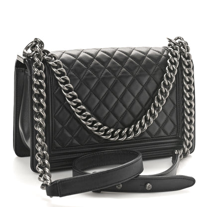 Chanel Lambskin Quilted Medium Boy Flap Black 2 of 9