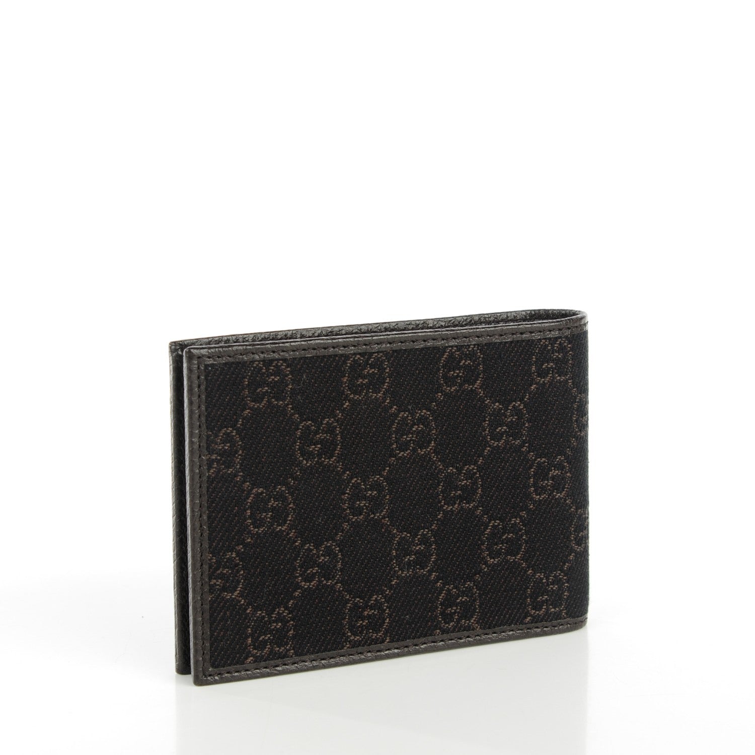 Gucci Denim Monogram Bi-Fold Wallet Dark Brown 5 of 14