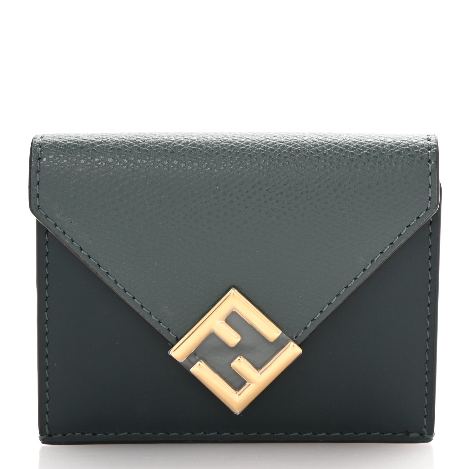 Fendi Vitello King Cruise FF Diamonds Mini Tri-Fold Envelope Wallet Pink Vert Inglese Malachite 1 of 7