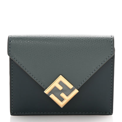 Fendi Vitello King Cruise FF Diamonds Mini Tri-Fold Envelope Wallet Pink Vert Inglese Malachite 1 of 7
