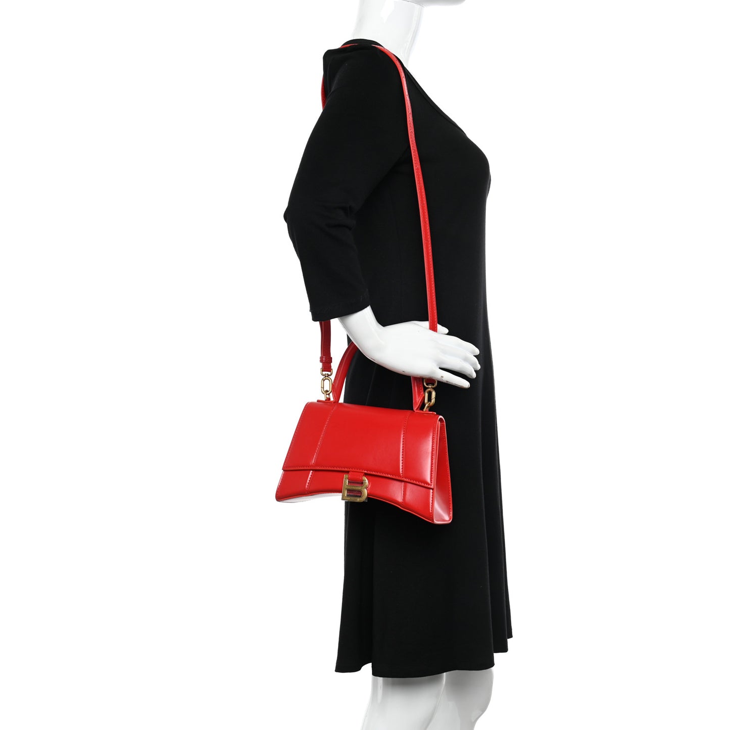 Shiny Box Calfskin Small Hourglass Top Handle Bag Bright Red