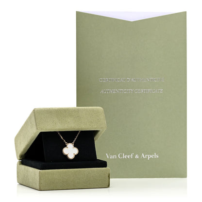 Van Cleef & Arpels 18K Yellow Gold Mother of Pearl Vintage Alhambra Pendant Necklace 6 of 6