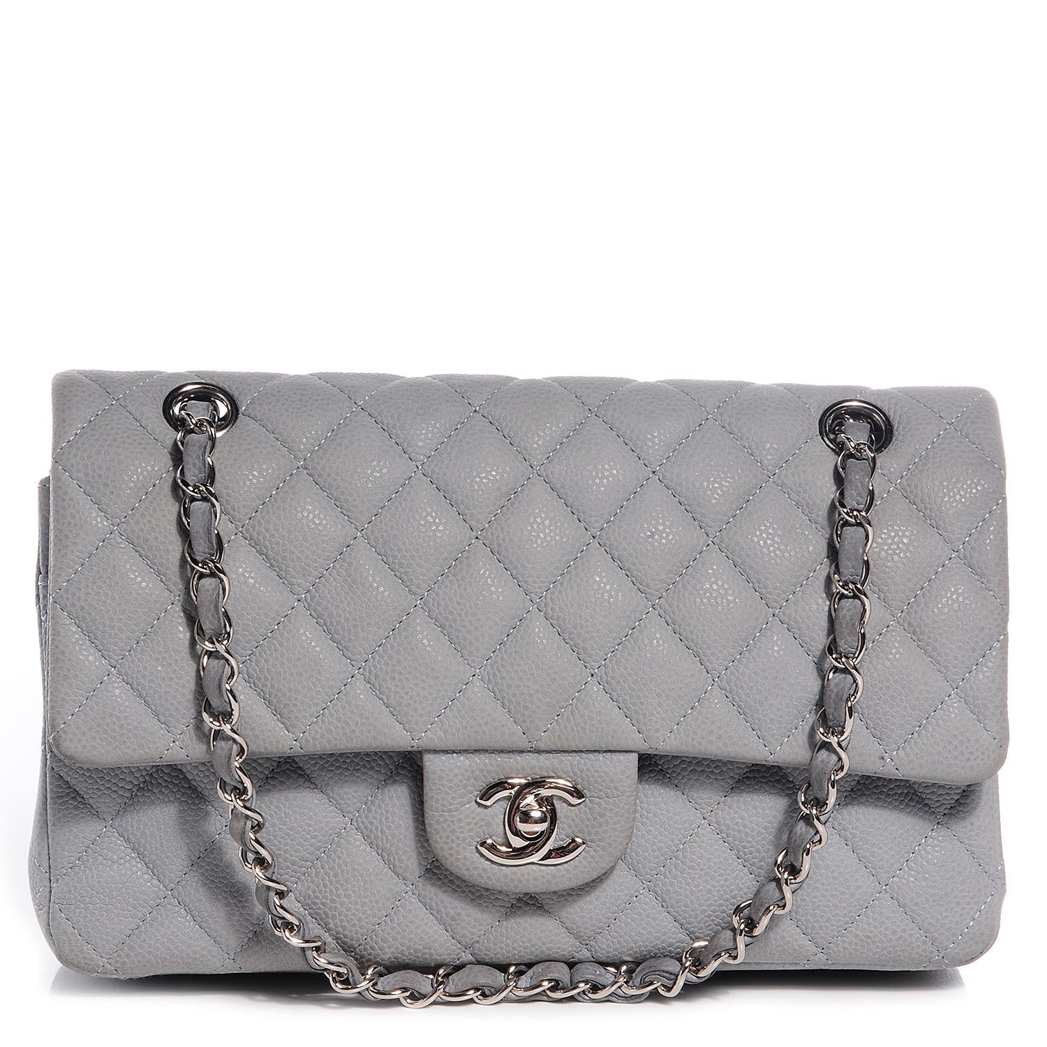 Chanel Iridescent Caviar Medium Double Flap Light Grey 1 of 9