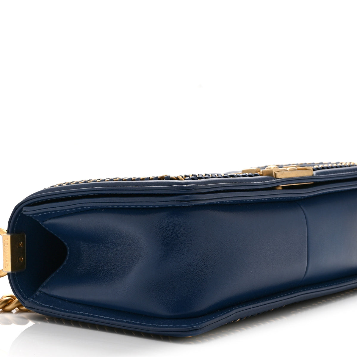 Lambskin Quilted Medium Top Handle Boy Flap Blue