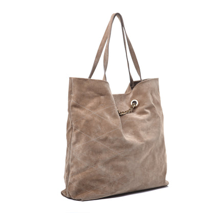 Lanvin Suede Quilted Carry Me Tote Taupe 3 of 8