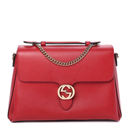 Gucci Dollar Calfskin Medium Interlocking G Top Handle Shoulder Bag Red 1 of 4