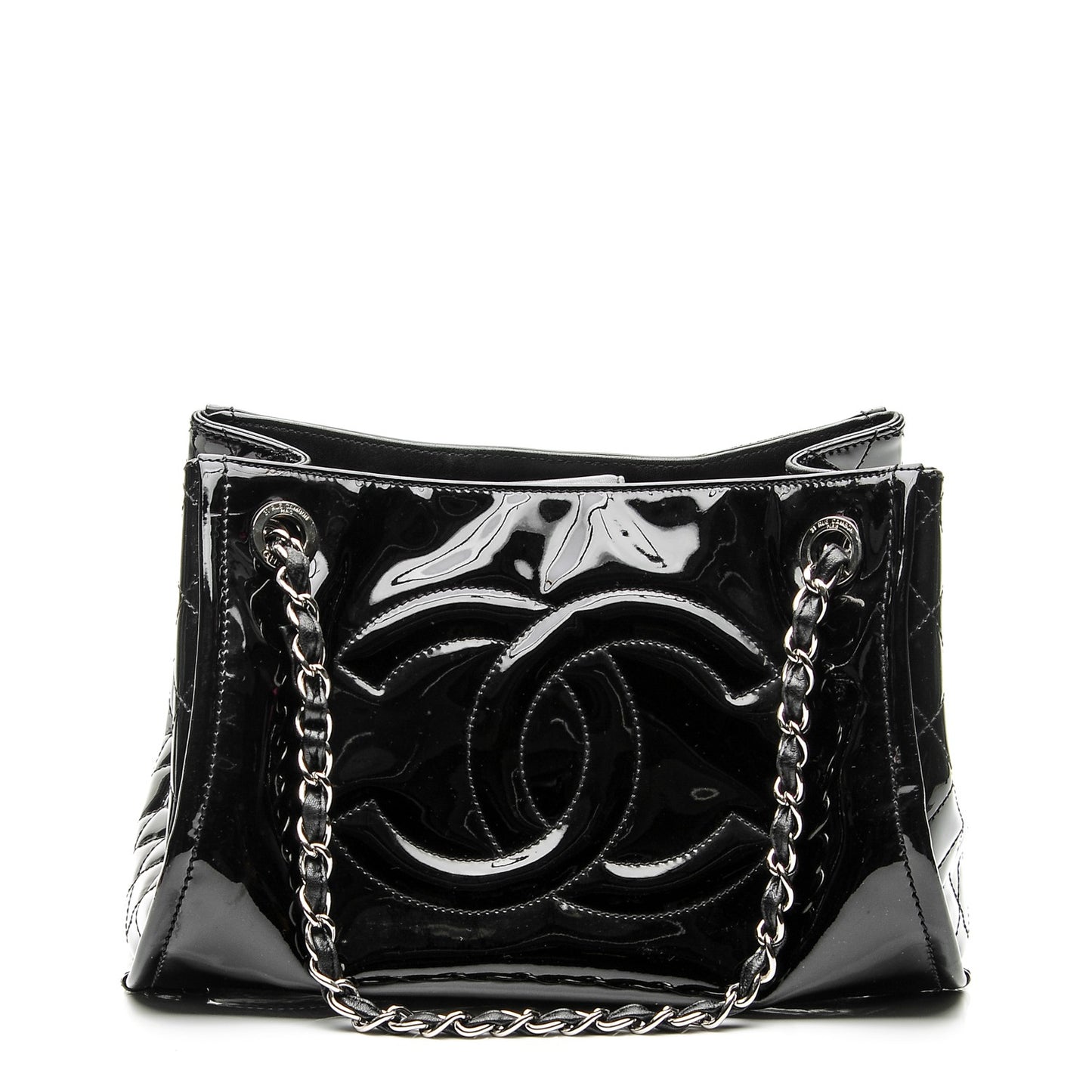 Vinyl Accordion Tote Black