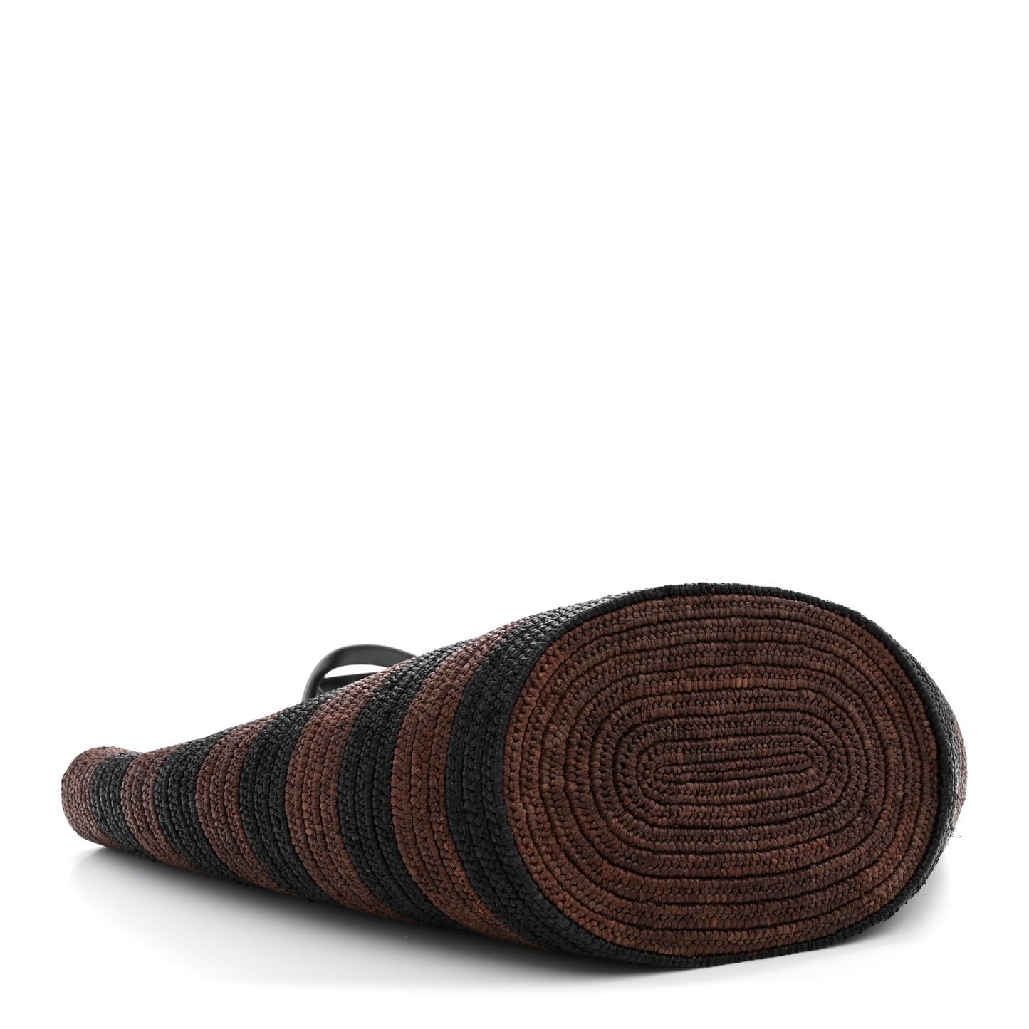 Raffia Striped Calfskin Triomphe Couffin Panier Black Brown
