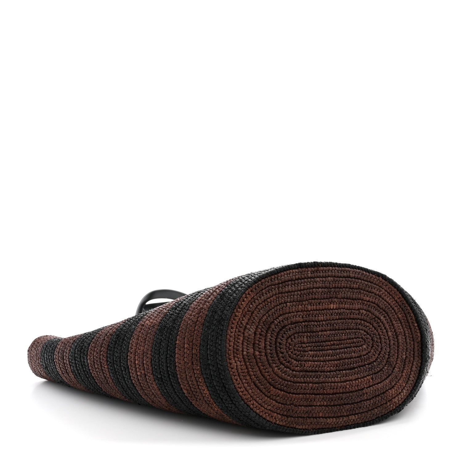 Celine Raffia Striped Calfskin Triomphe Couffin Panier Black Brown 5 of 10