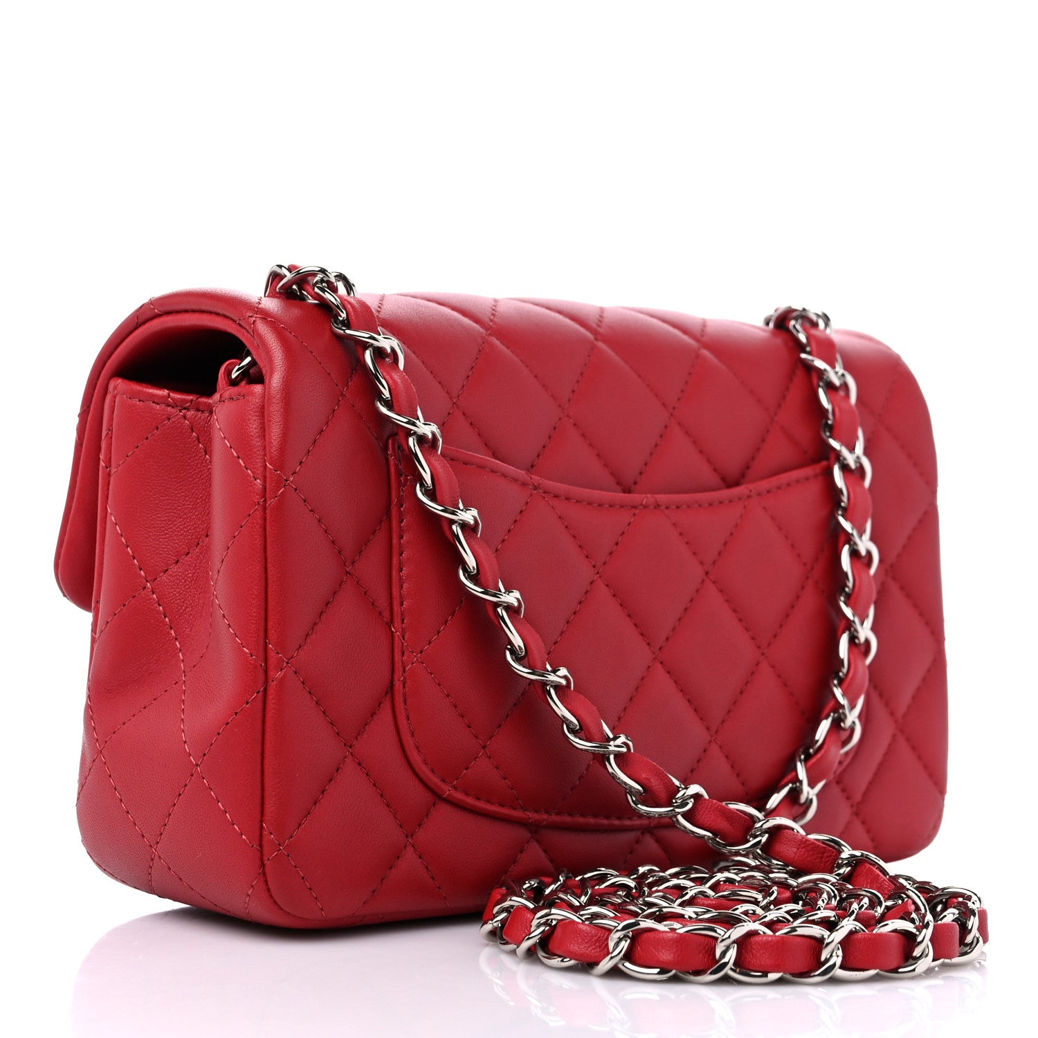 Chanel Lambskin Quilted Mini Rectangular Flap Red 3 of 11