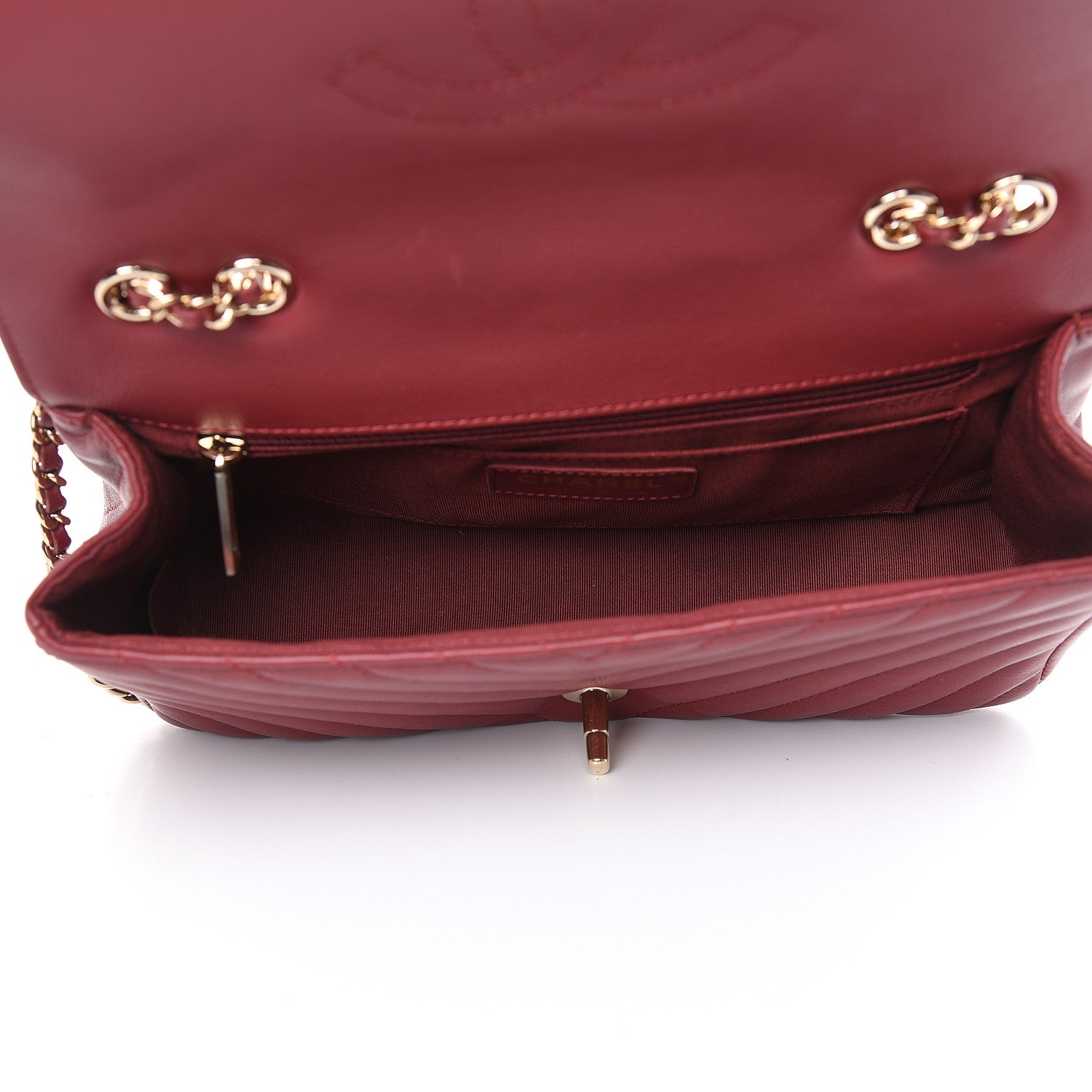 Chanel Calfskin Chevron Quilted Statement Flap Burgundy 5 of 12