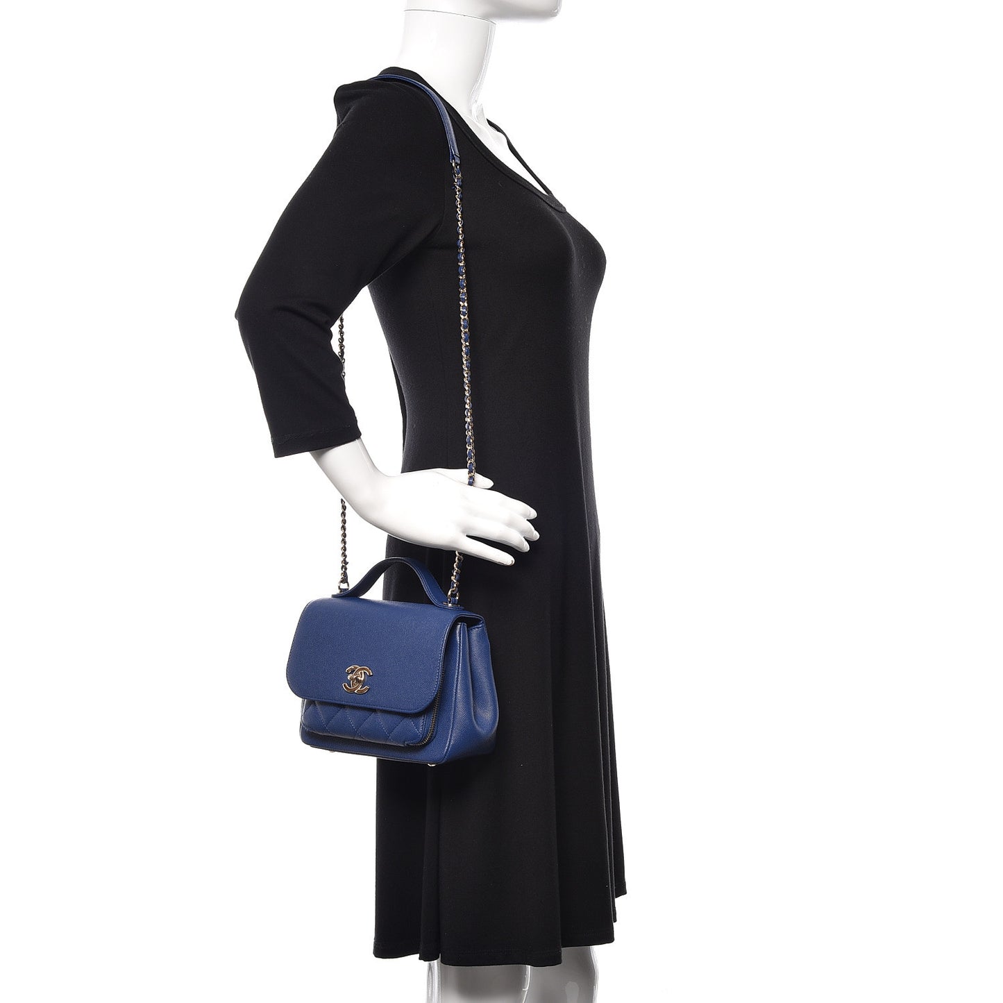 Caviar Quilted Mini Business Affinity Flap Blue