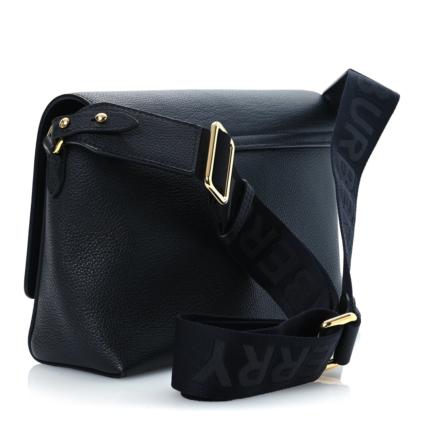 Coated Canvas Calfskin Vintage Check Medium Note Crossbody Bag Black