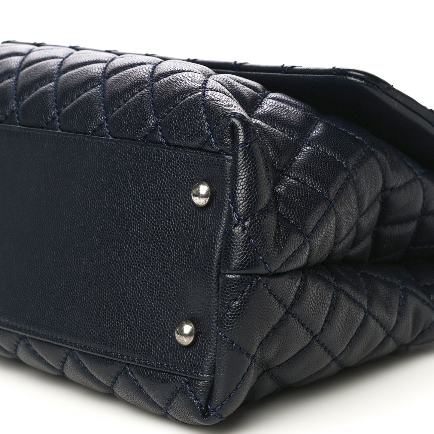 Caviar Quilted Medium Coco Handle Flap Navy Blue