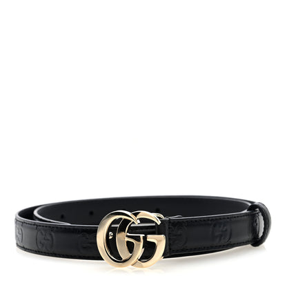 Gucci Piuma Calfskin Jumbo GG Milano 30mm Belt 80 32 Black 1 of 4