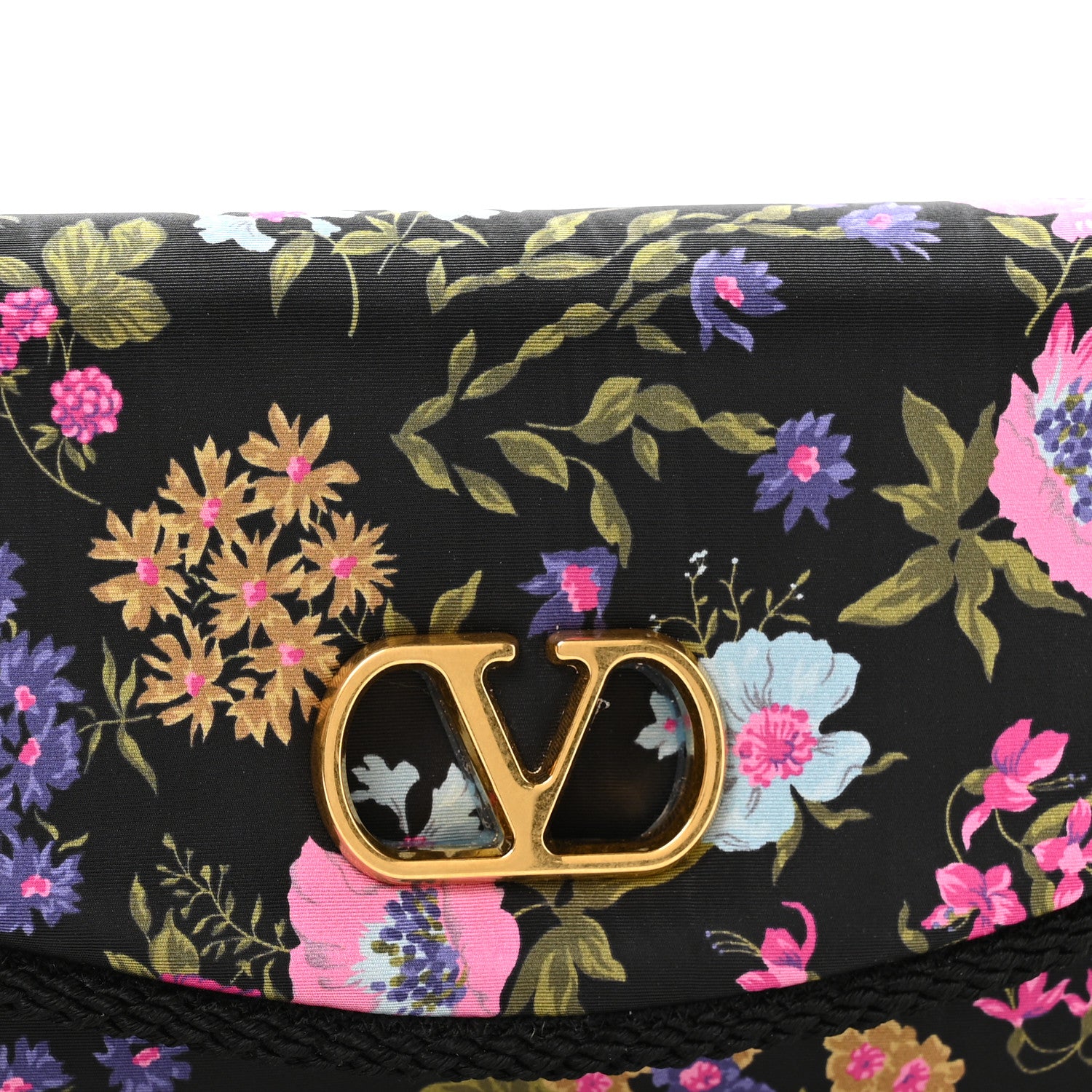 Valentino Garavani Moire Papier Floral Fabric Small DeVain Shoulder Bag Black Multicolor 7 of 9