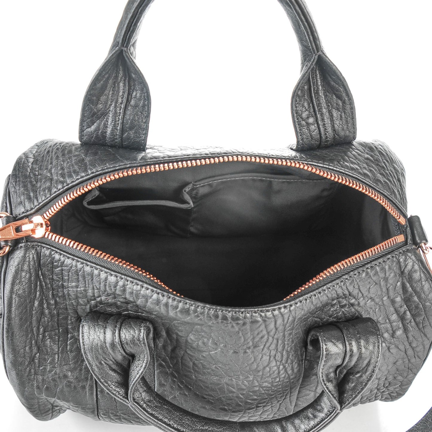 Pebbled Lambskin Rocco Black Rose Gold Hardware