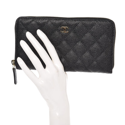 Chanel Caviar Quilted Large Gusset Zip Around Wallet Black 2 of 9