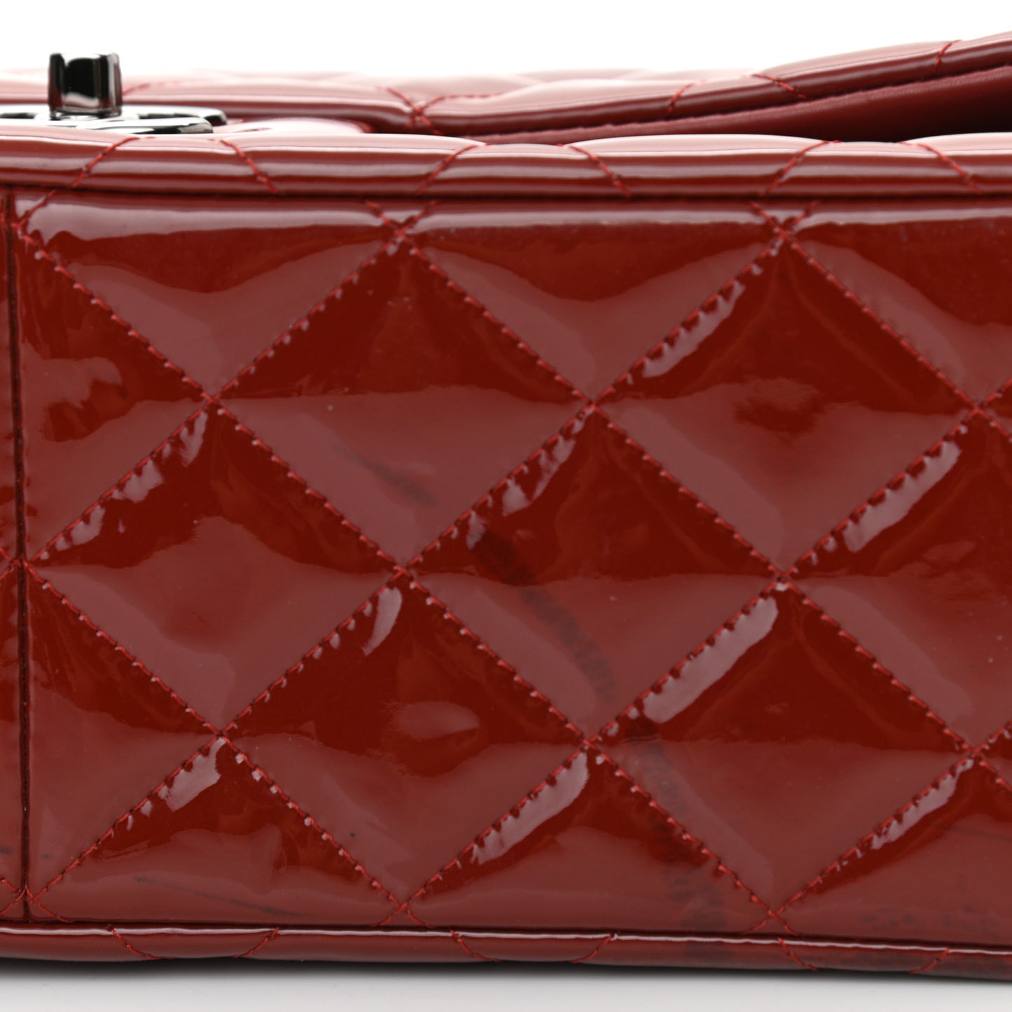 Patent Quilted Jumbo Double Flap Red