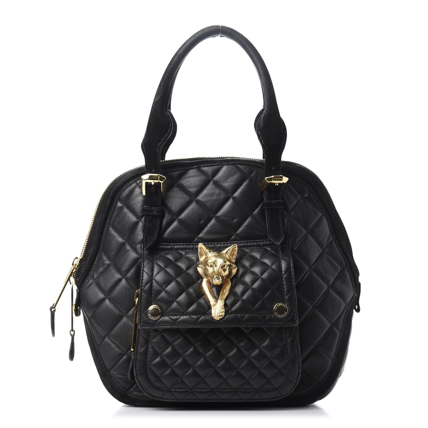 Burberry Prorsum Calfskin Quilted Country Animal Satchel Black 1 of 17