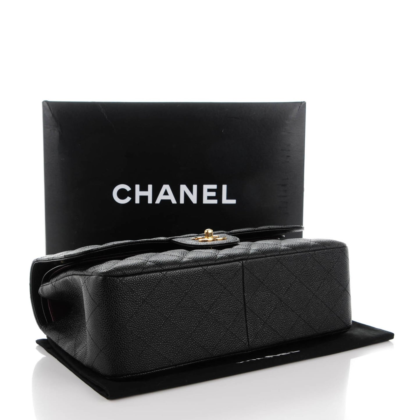 Caviar Quilted Jumbo Double Flap Black