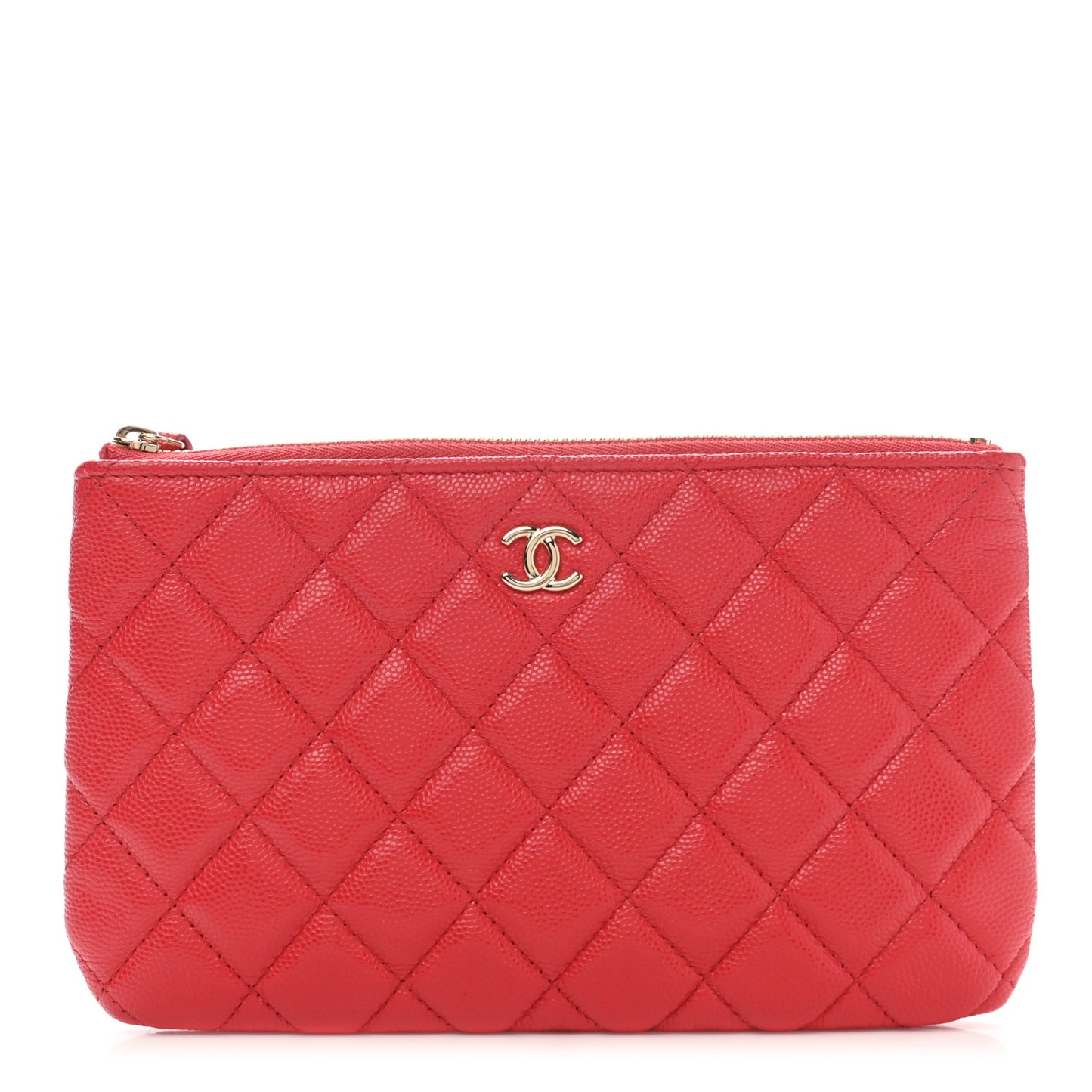 Shiny Caviar Quilted Cosmetic Case Red