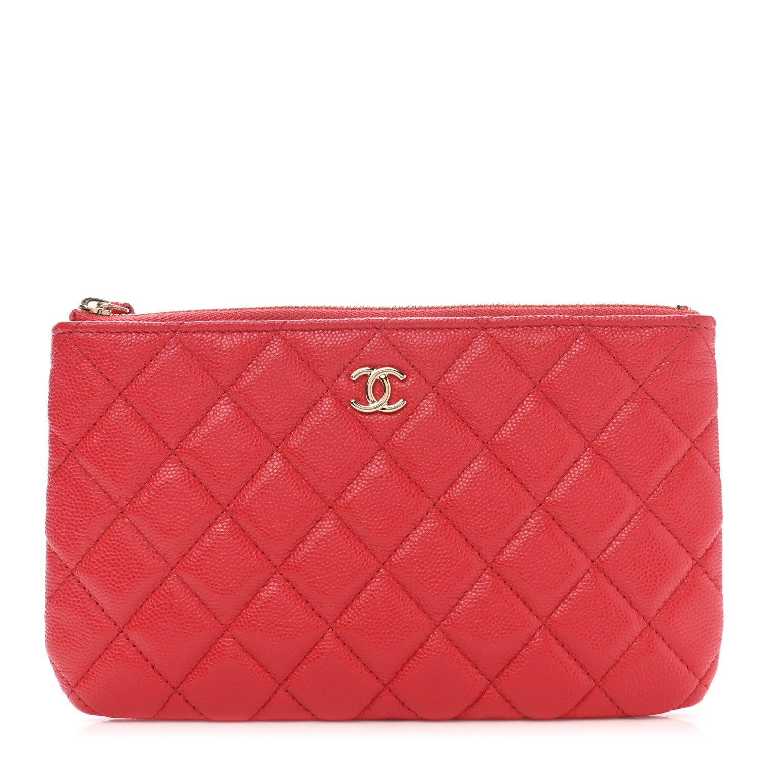 Chanel Shiny Caviar Quilted Cosmetic Case Red 1 of 19