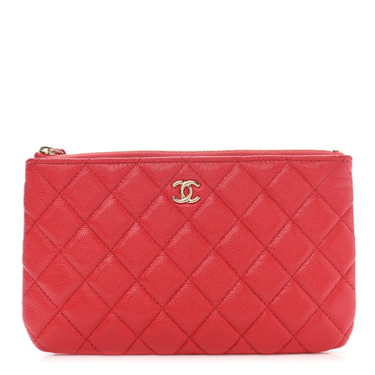 Chanel Shiny Caviar Quilted Cosmetic Case Red 1 of 19