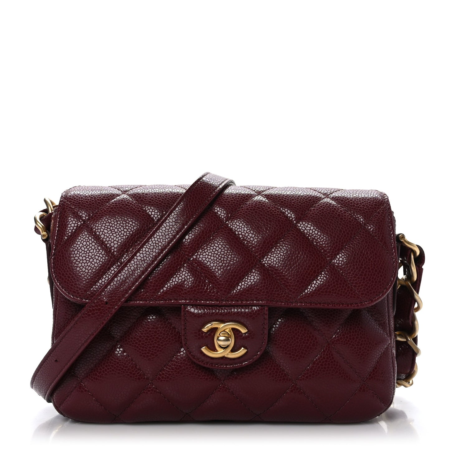Caviar Quilted Small Messenger Flap Burgundy