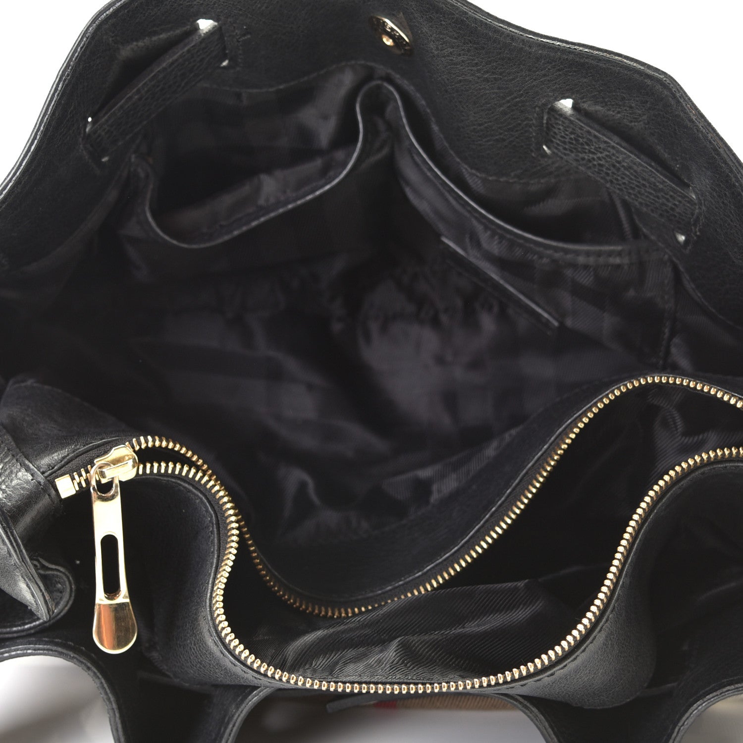Burberry Grainy Calfskin House Check Margaret Bag Black 9 of 10
