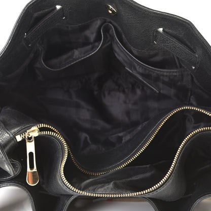 Burberry Grainy Calfskin House Check Margaret Bag Black 9 of 10