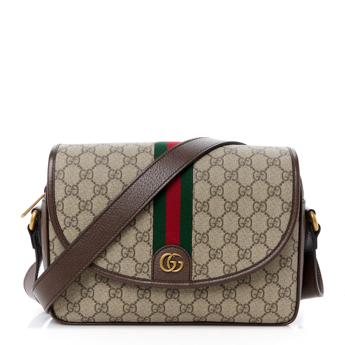 GG Supreme Monogram Web Small Ophidia Shoulder Bag Brown