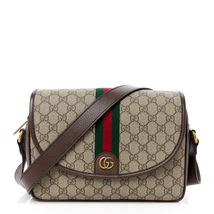 Gucci GG Supreme Monogram Web Small Ophidia Shoulder Bag Brown 1 of 12