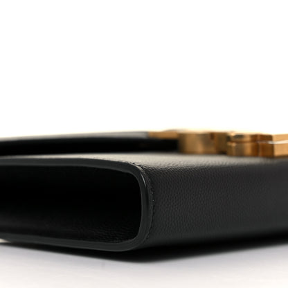 Saint Laurent Grain De Poudre Monogram Cassandra Chain Wallet Black 8 of 9