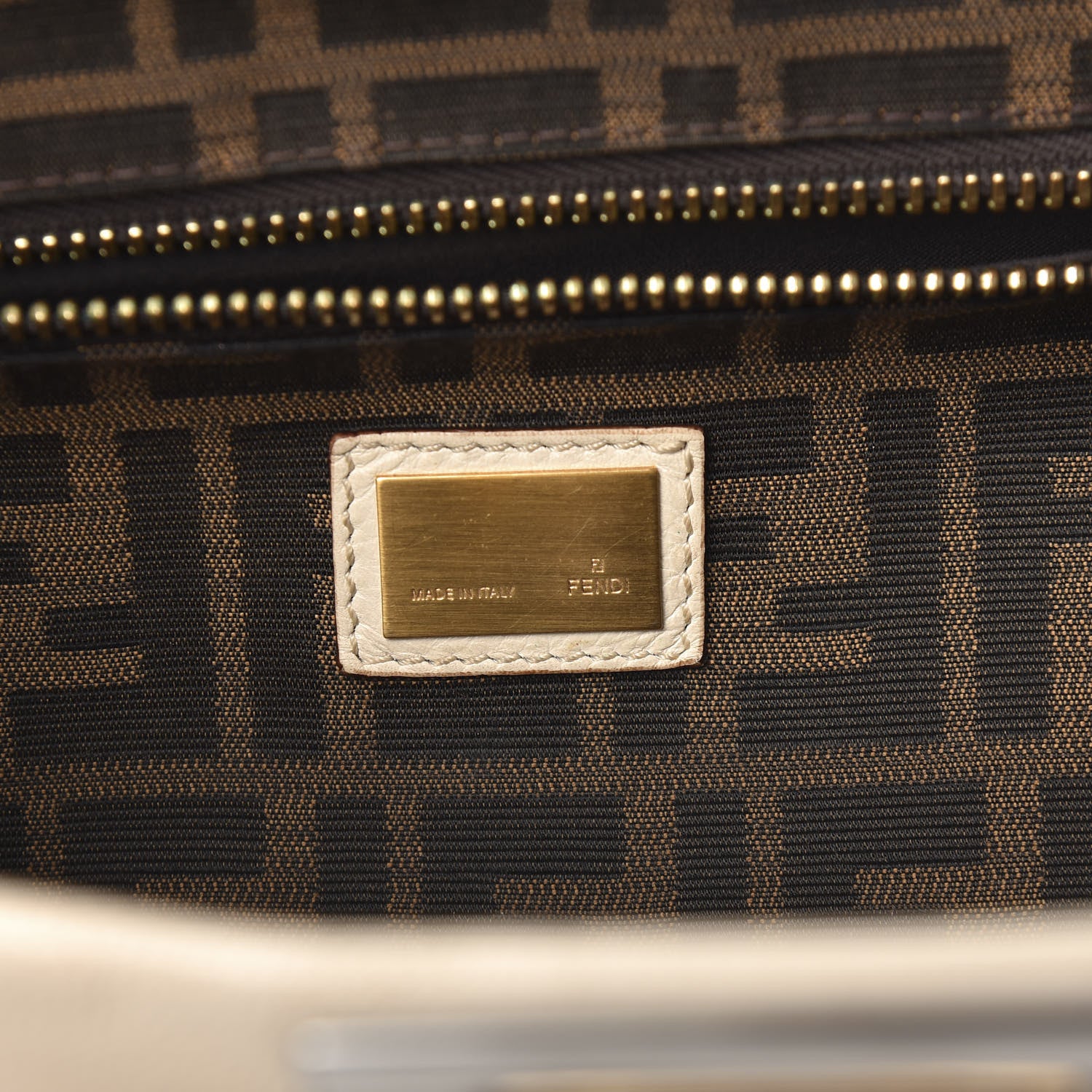 Fendi Goatskin Zucca Large Peekaboo Iconic Satchel Latte Tobacco Moro 7 of 9