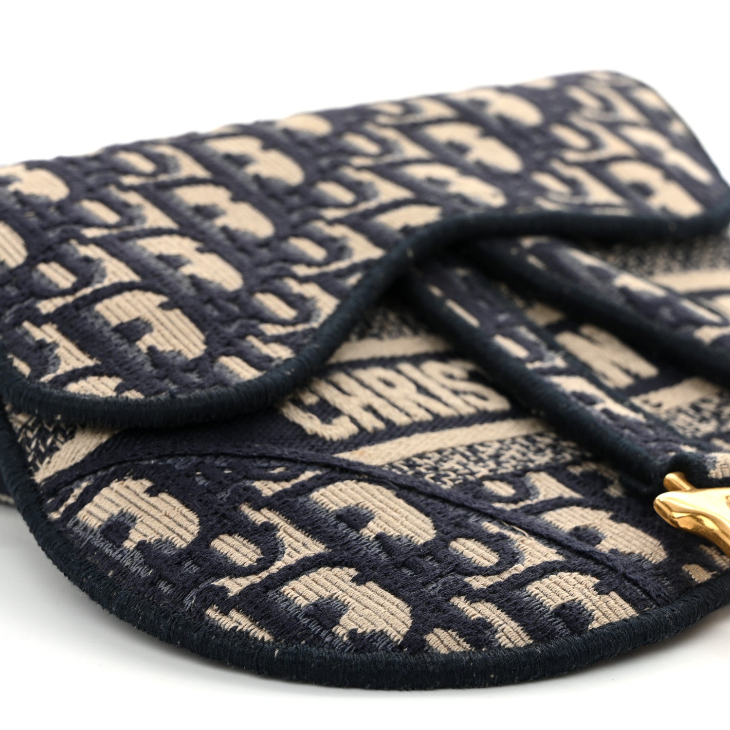 Christian Dior Oblique Embroidered Saddle Belt Pouch Blue 9 of 10