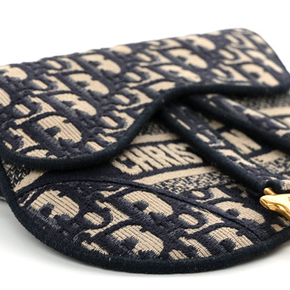 Christian Dior Oblique Embroidered Saddle Belt Pouch Blue 9 of 10