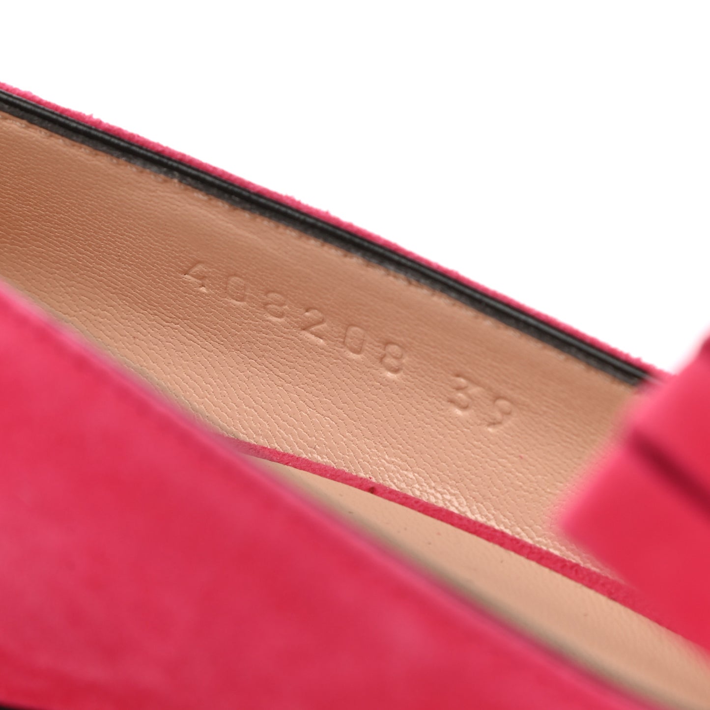Kid Scamosciato GG Marmont Fringe 50mm Loafer Pumps 39 Hot Pink