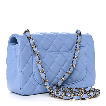 Chanel Lambskin Quilted Mini Rectangular Flap Light Blue 3 of 12