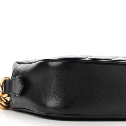 Gucci Calfskin Matelasse Mini GG Marmont Chain Shoulder Bag Black 10 of 11