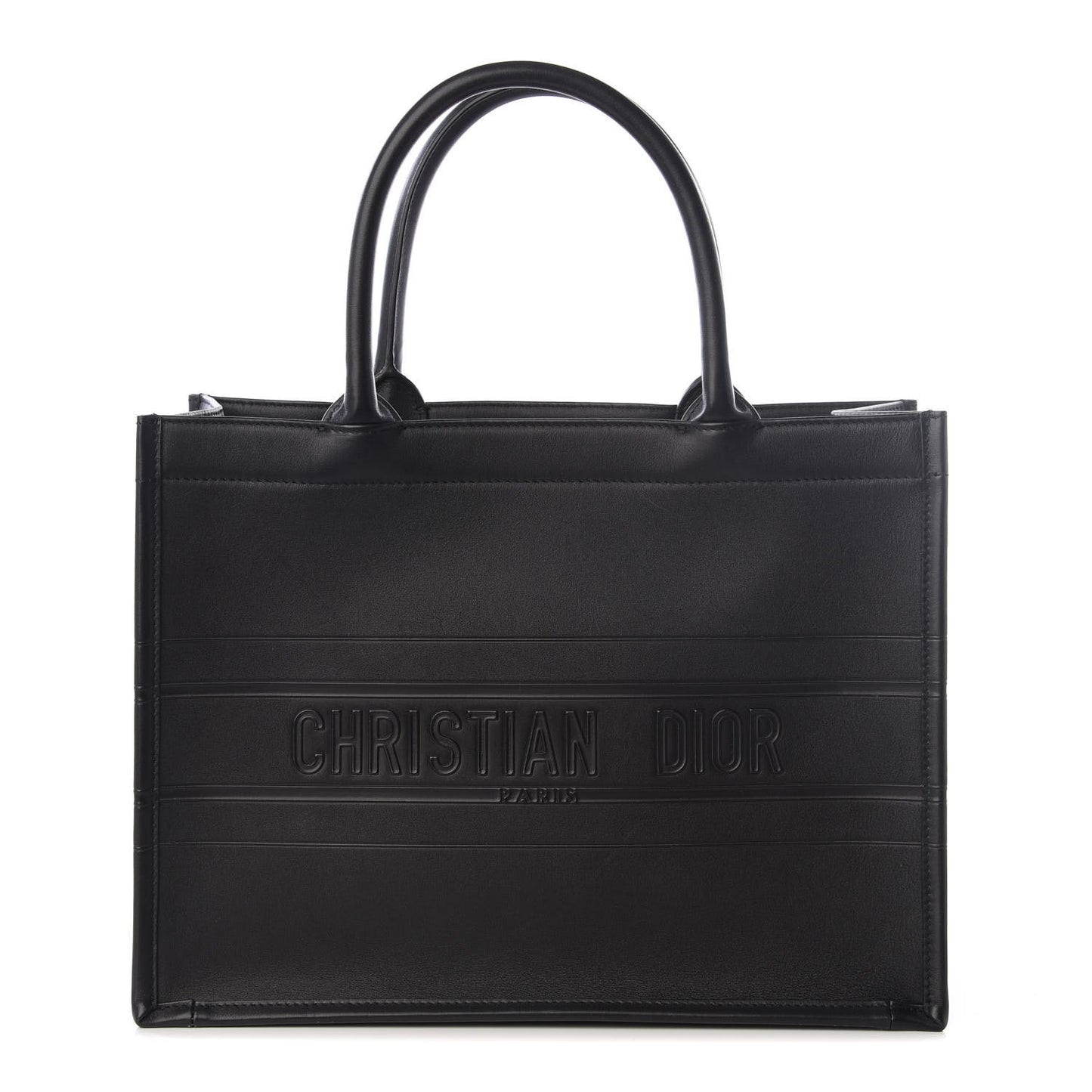 Calfskin Embossed Medium Book Tote Black
