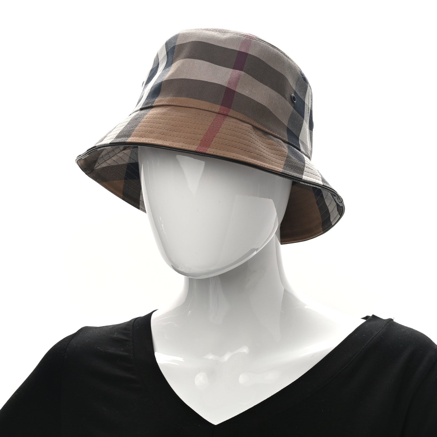 Burberry Cotton Canvas Exaggerated Check Bucket Hat M Birch Brown 2 of 8