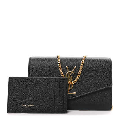 Saint Laurent Grain de Poudre Uptown Chain Wallet Black 2 of 10