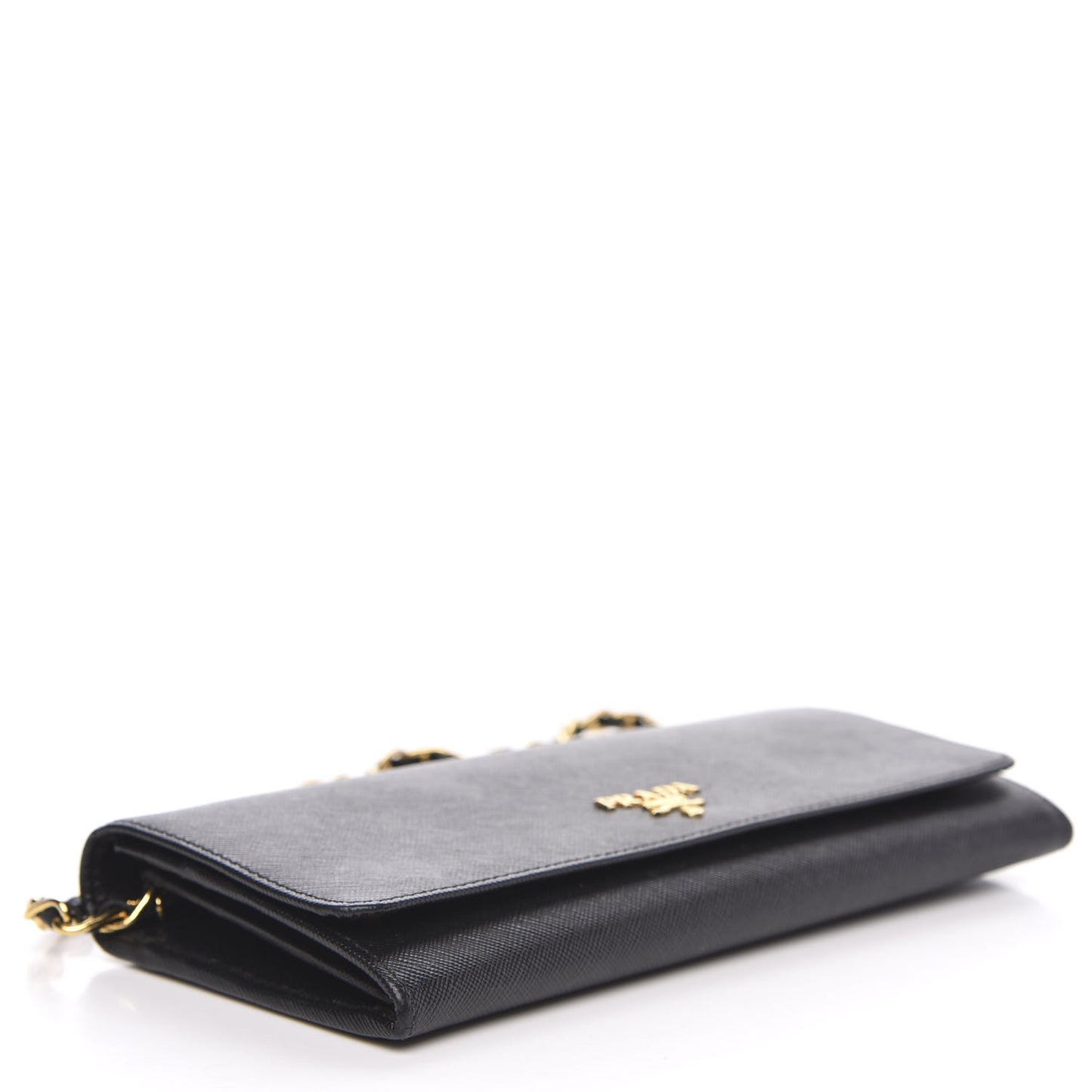 Saffiano Metal Oro Chain Wallet Black