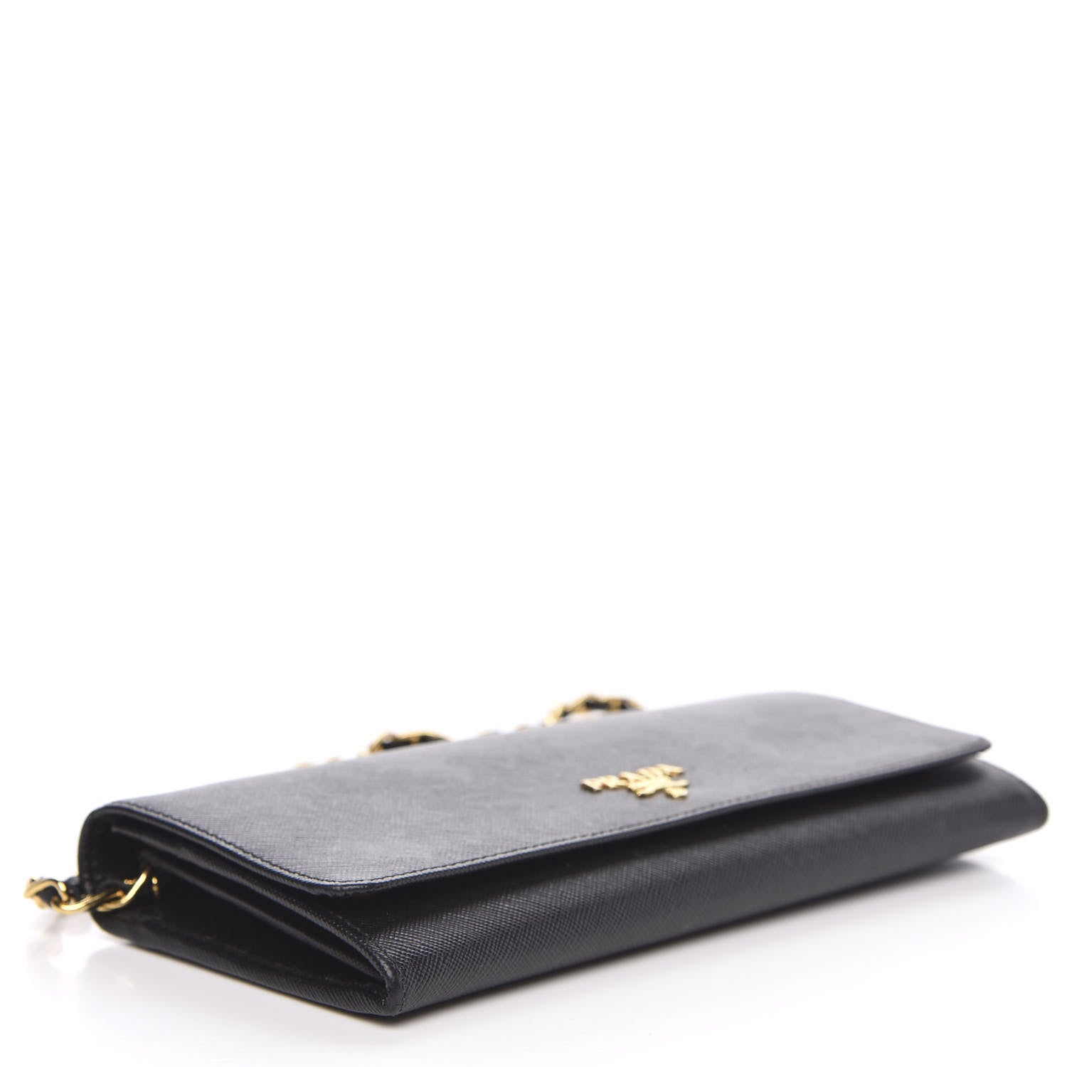 Prada Saffiano Metal Oro Chain Wallet Black 4 of 9