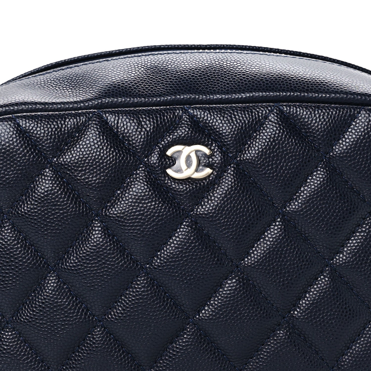 Chanel Caviar Quilted Medium Curvy Pouch Cosmetic Case Navy 8 of 8
