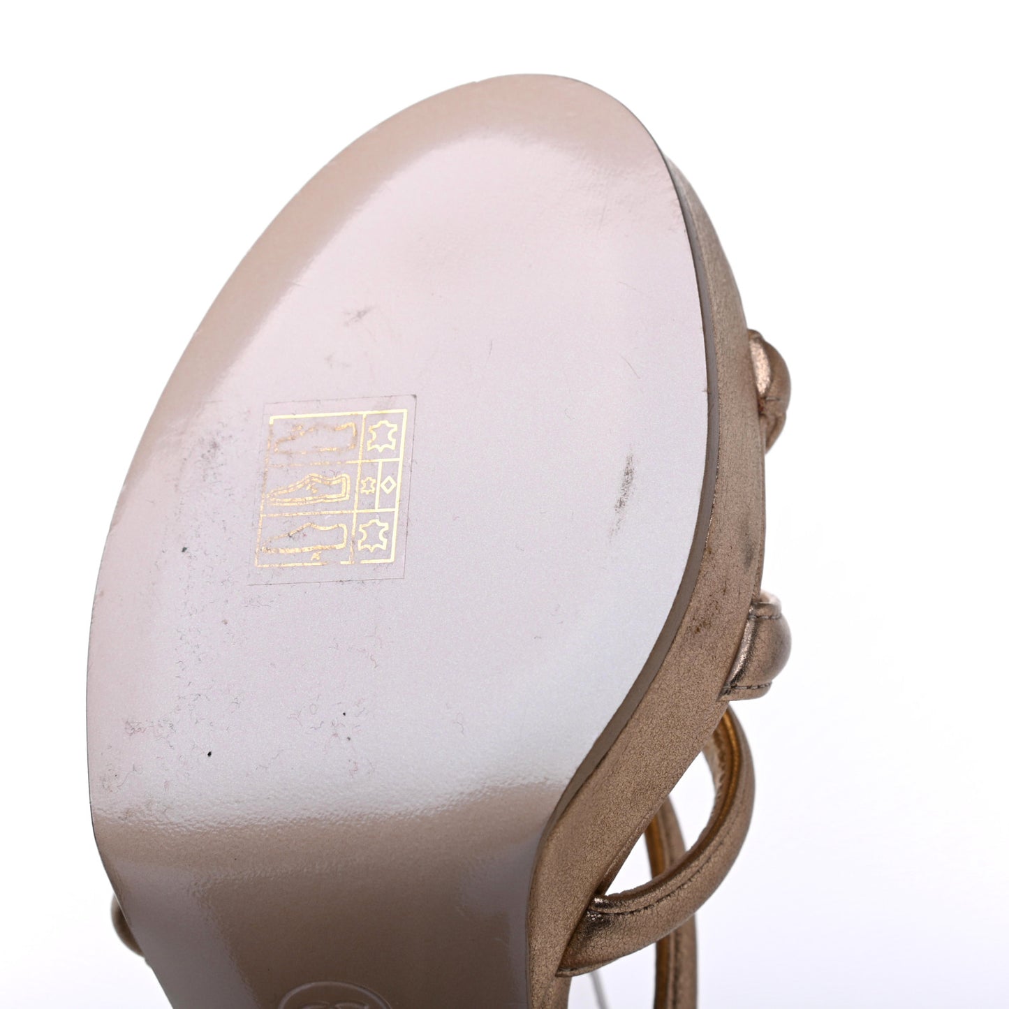 Laminated Lambskin Gladiator Sandals 39 Gold