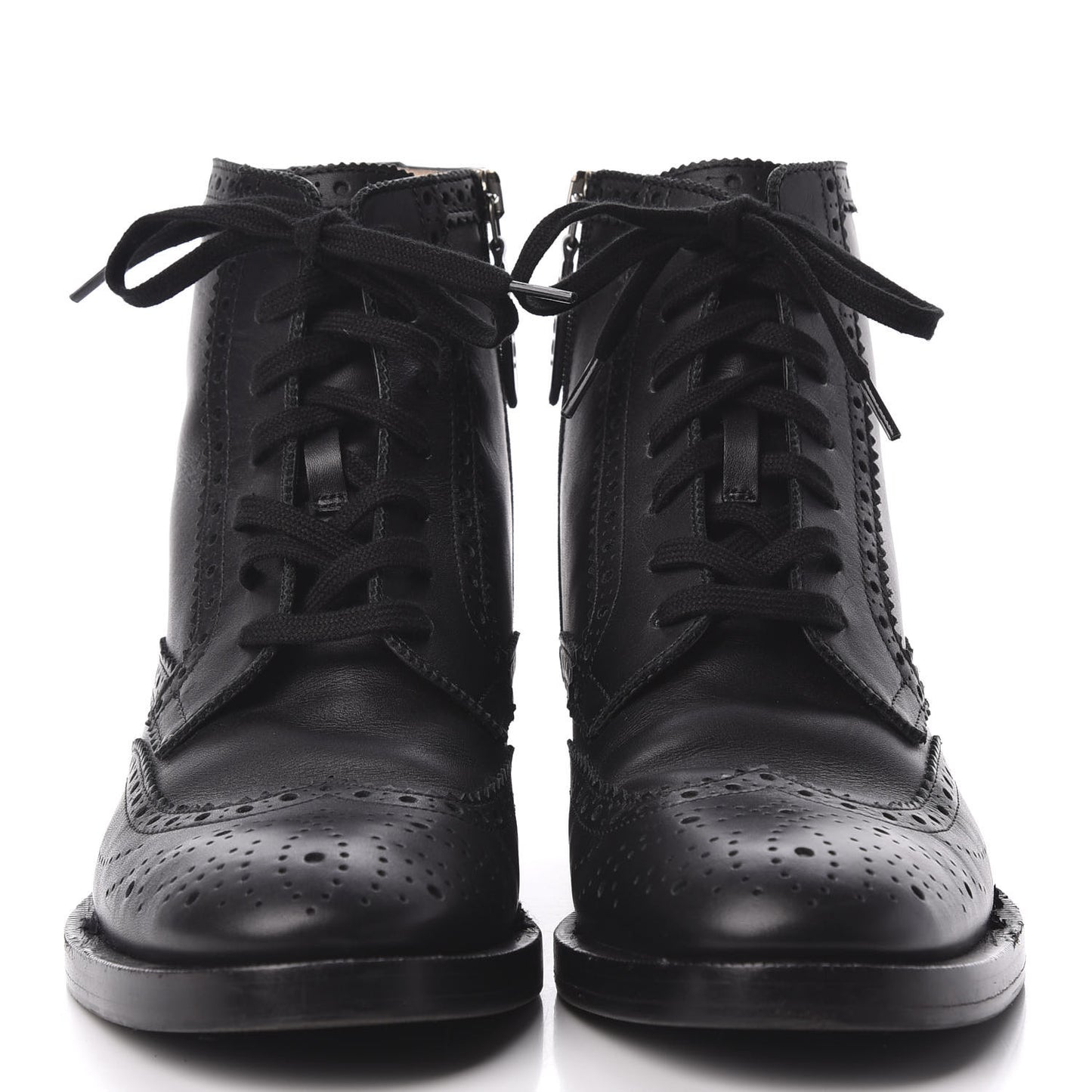 Calfskin Womens Queercore Brogue Wingtip Boots 38.5 Black