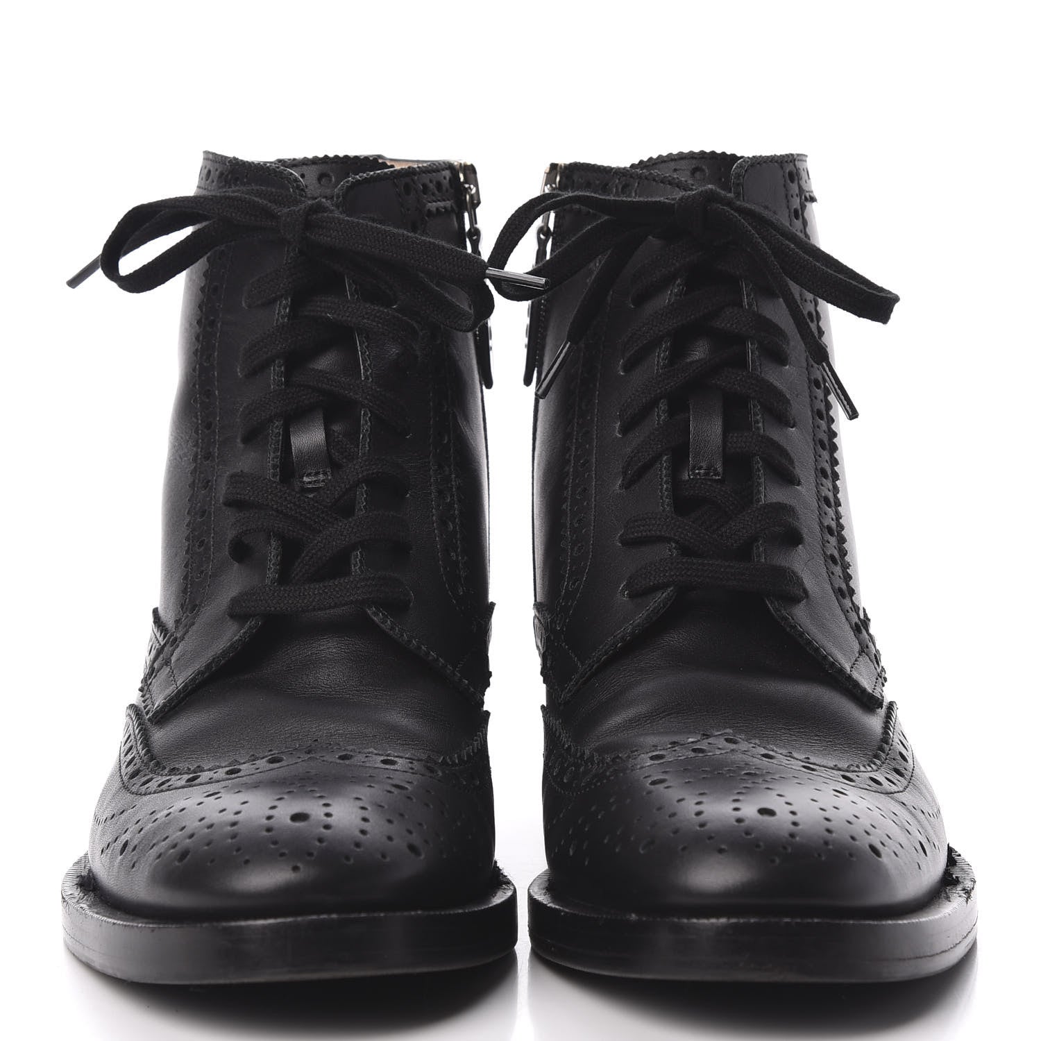 Gucci Calfskin Womens Queercore Brogue Wingtip Boots 38.5 Black 3 of 10